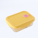 Large Rectangular 2-Compartment Glass Food Storage Bowl 1050ml - Yellow