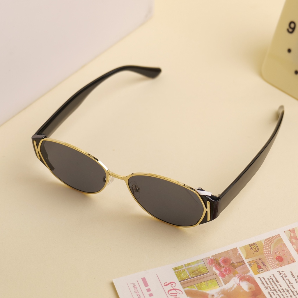 Metal Frame Women's Sunglasses - Black/Gold