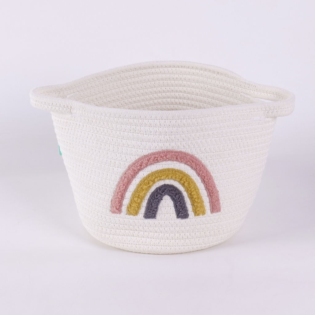Rainbow Pattern Cotton Rope Basket – Large