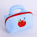 Apple Series - Blue and White Apple Slanted Cosmetic Bag