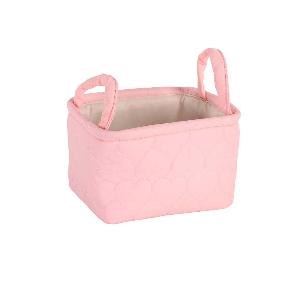 Candy Color Heart Desktop Storage Square Box - Pink