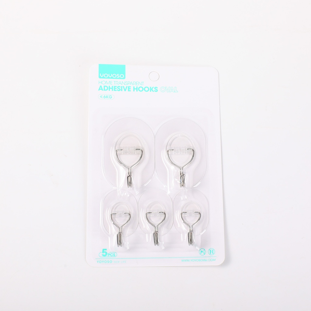 Home Transparent Adhesive Hooks 5pcs - Oval