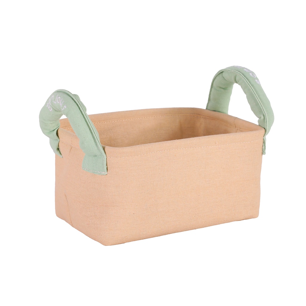 Embroidered Composite Square Box with Chunky Handle - Yellow