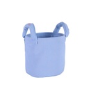 Embroidered Composite Round Bucket with Chunky Handle - Blue