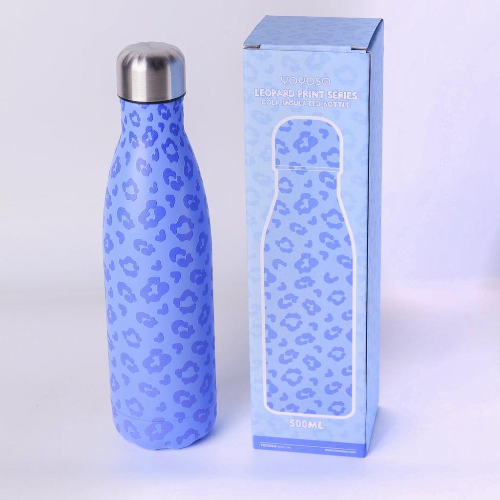 HS-BWB6001Leopard Print Series Cola Insulated Bottle 500ml - Blue