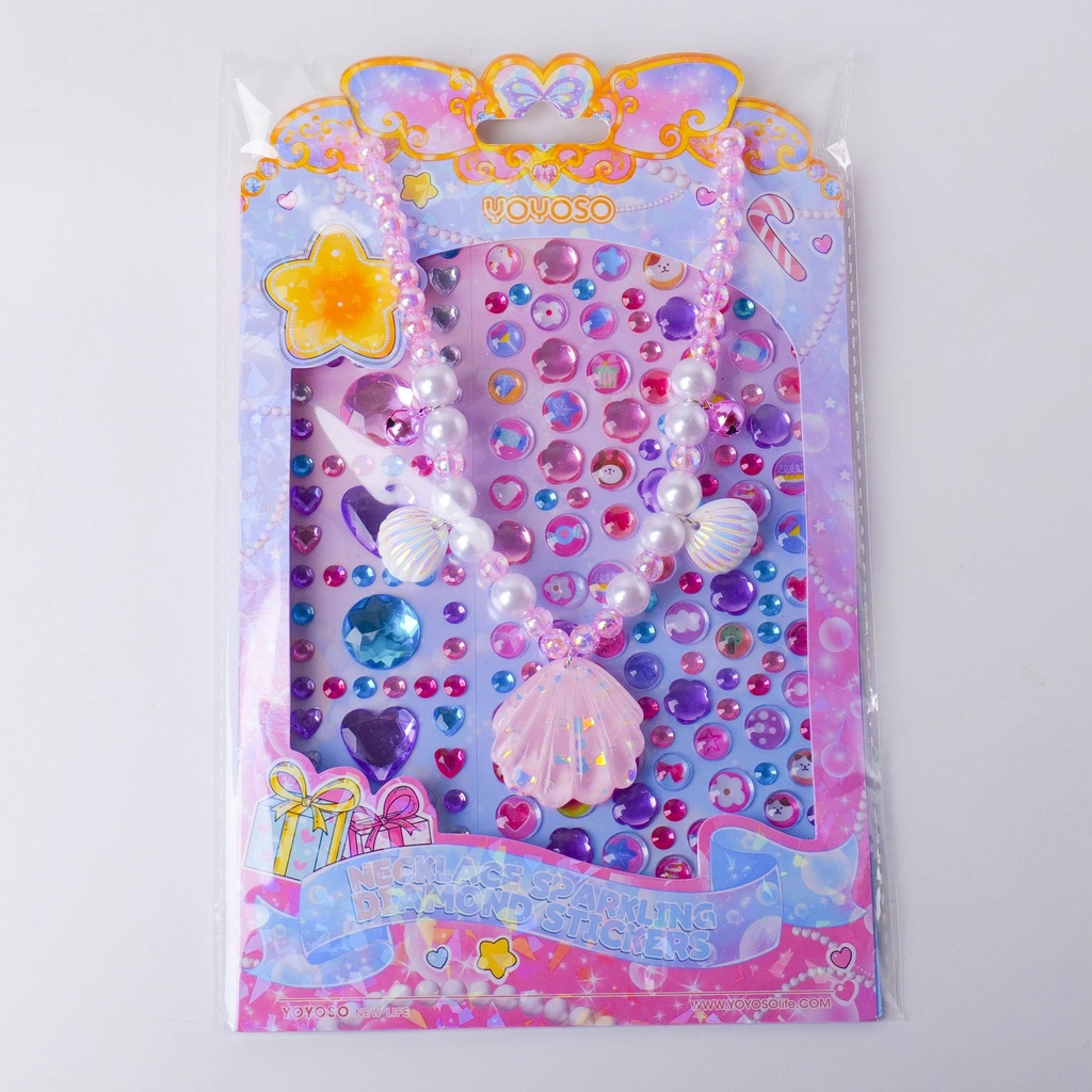 Pink Necklace Sparkling Diamond Stickers