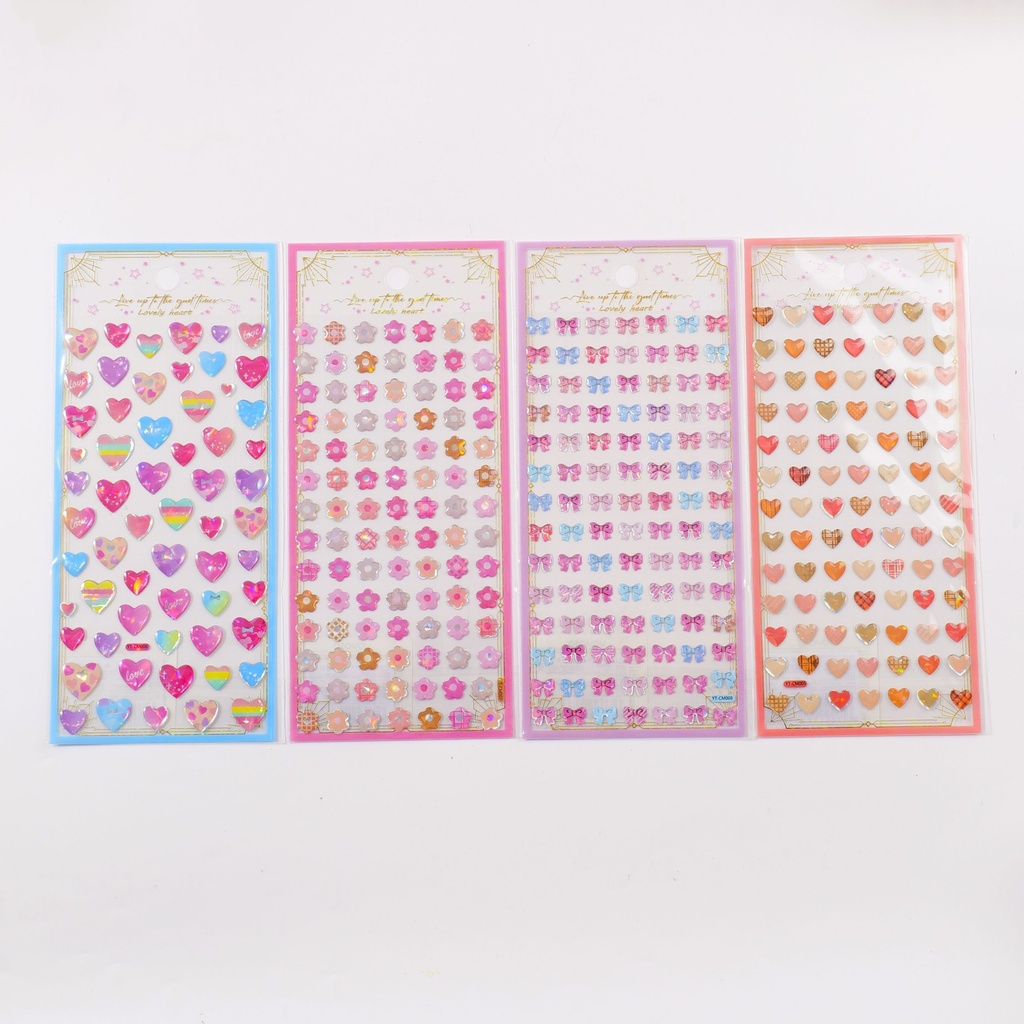 Heart Bowknot Cat Eye Crystal Stickers