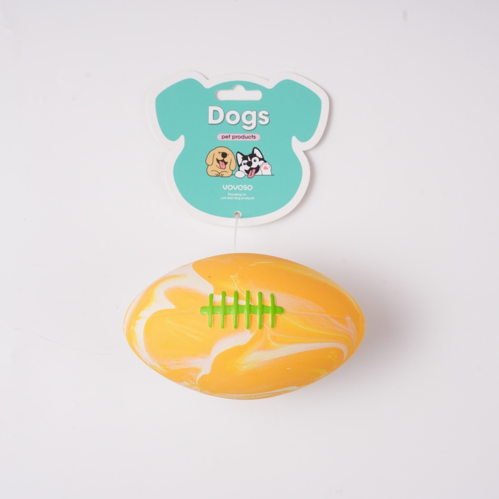 (HS-PET2213) 10.8cm Swirl Rugby Ball (Smooth) Dog Toy - Yellow