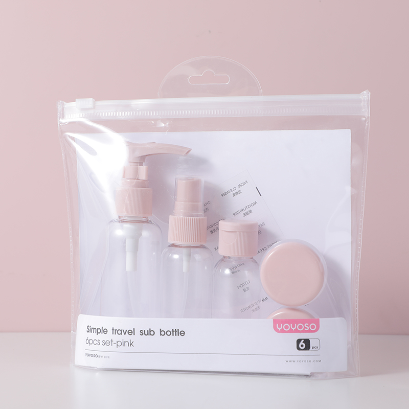 Simple travel sub bottle 6pcs set-pink