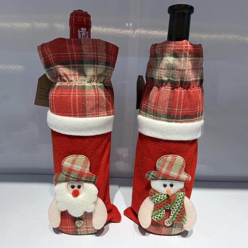 Red cartoon Christmas wine bottle cover