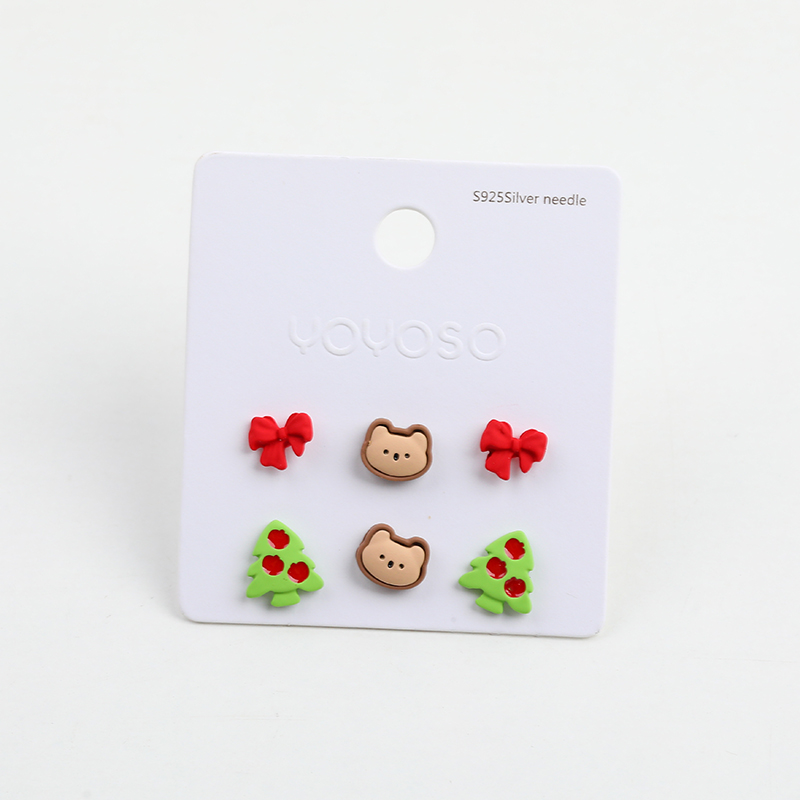 Christmas series red bowknot stud earrin