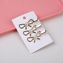 Pearl bowknot alloy hair clip-3pcs