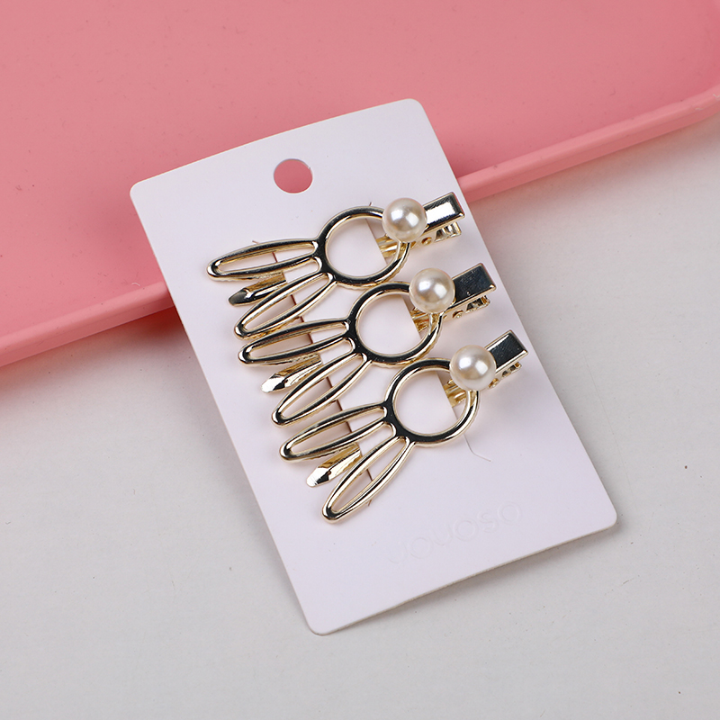 Pearl rabbit alloy hair clip-3pcs