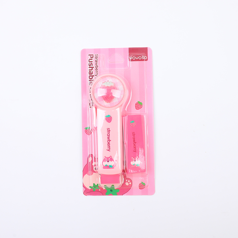 Strawberry shiba inu pushable eraser