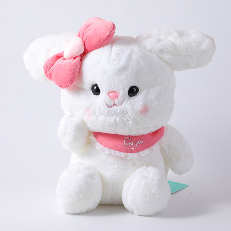 Sitting sweet girl rabbit doll with hear