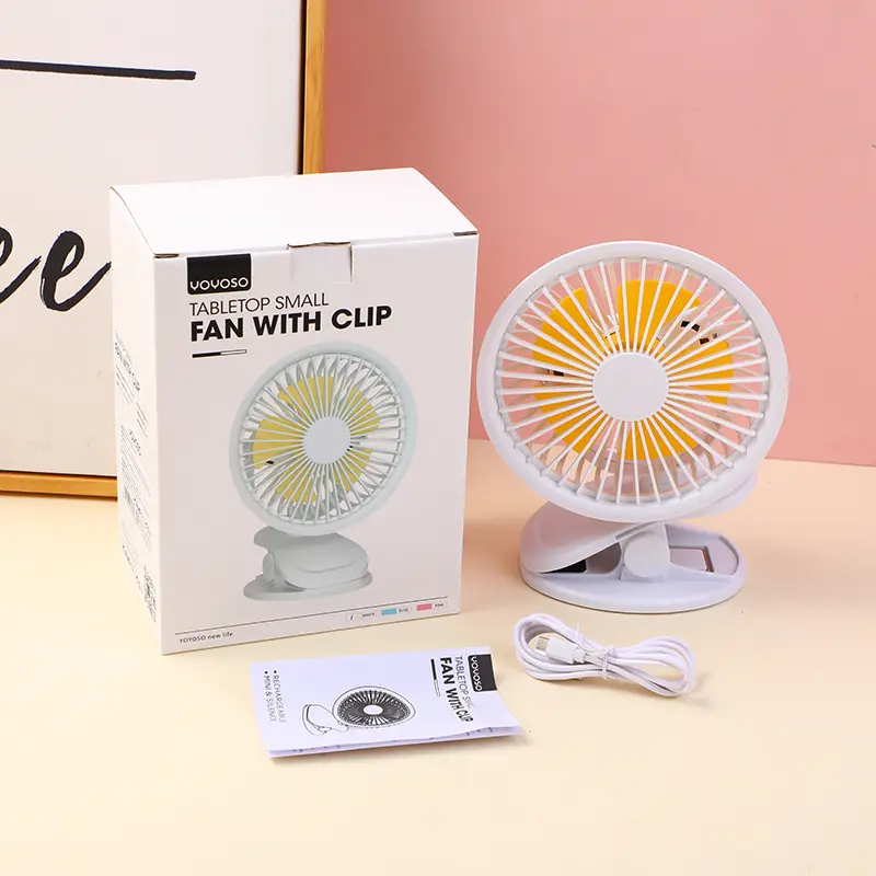 Tabletop small fan with clip-white