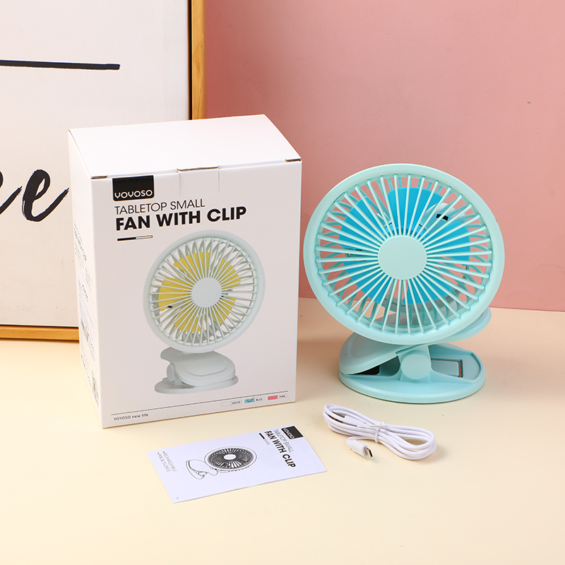 Tabletop small fan with clip-blue