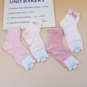 Pink lace bow children's mid-calf socks XL